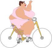 Bike cartoon fat woman on a bicycle